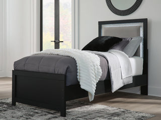 Maeling Upholstered Panel Bed - Black, Twin