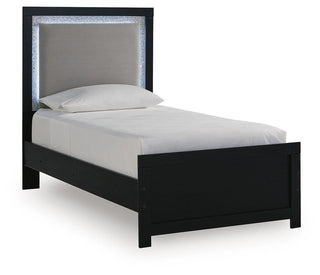 Maeling Upholstered Panel Bed - Black, Twin