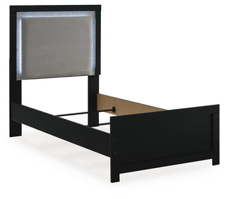 Maeling Upholstered Panel Bed - Black, Twin