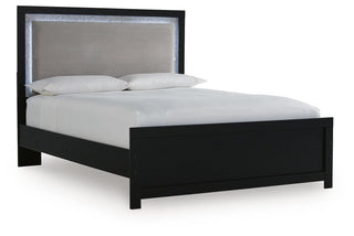 Maeling Queen Upholstered Panel Bed, Dresser and Mirror