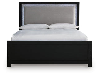 Maeling Upholstered Panel Bed - Black, Queen