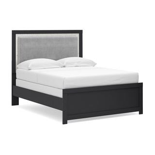 Maeling Full Upholstered Panel Bed, Dresser and Mirror
