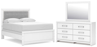 Maeling Full Upholstered Panel Bed, Dresser and Mirror