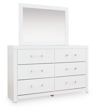 Maeling Twin Upholstered Panel Bed, Dresser and Mirror
