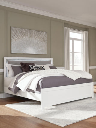 Maeling Upholstered Panel Bed - White/Gray, King