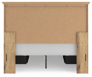 Makidern Queen Panel Bed with Storage, Dresser and Mirror