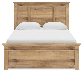 Makidern Queen Panel Bed with Storage, Dresser and Mirror