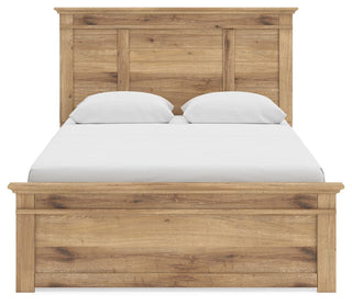 Makidern Queen Panel Bed with Storage, Dresser and Mirror