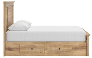 Makidern Queen Panel Bed with Storage, Dresser and Mirror