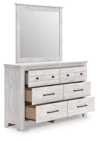 Makidern Queen Panel Storage Bed, Dresser and Mirror