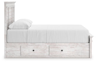 Makidern Queen Panel Bed with Storage, Dresser and Mirror