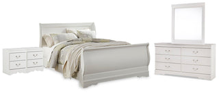 Anarasia Queen Sleigh Bed, Dresser, Mirror and 2 Nightstands