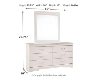 Anarasia Twin Sleigh Bed, Dresser and Mirror