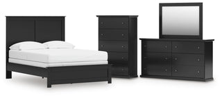 Maribel Full Panel Bed, Dresser, Mirror and Chest