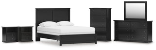 Maribel Queen Panel Bed, Dresser, Mirror, Chest and 2 Nightstands
