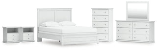Bostwick Shoals Queen Panel Bed with Mirrored Dresser, Chest and 2 Nightstands
