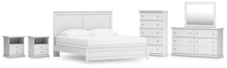 Bostwick Shoals King Panel Bed, Dresser, Mirror, Chest and 2 Nightstands