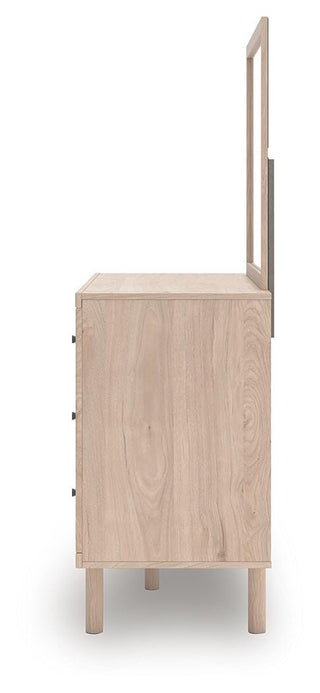 Arloster Twin Upholstered Panel Bed, Dresser and Mirror