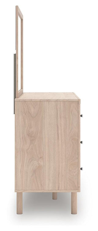 Arloster Twin Upholstered Panel Bed, Dresser and Mirror