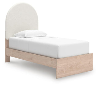 Arloster Twin Upholstered Panel Bed, Dresser and Mirror