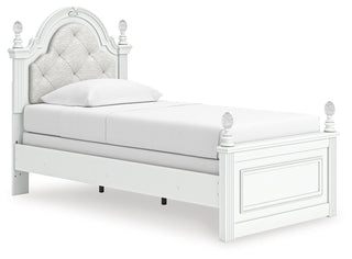 Kozlani Twin Upholstered Panel Bed, Dresser and Mirror