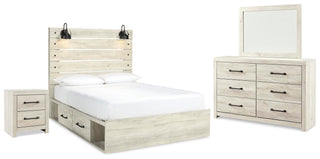 Cambeck Queen Panel Bed with Storage, Dresser, Mirror and Nightstand