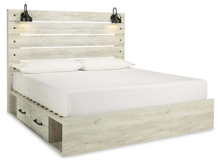Cambeck King Panel Bed with 2 Side Storage, Dresser, Mirror, and Nightstand