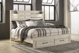 Cambeck King Panel Storage Bed, Dresser, Mirror and Nightstand