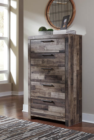 Derekson King Panel Storage Bed, Dresser, Mirror, Chest and 2 Nightstands