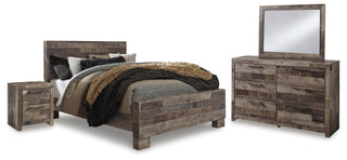 Derekson Queen Bed with Mirrored Dresser and Nightstand