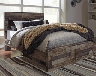 Derekson Queen Panel Storage Bed with Mirrored Dresser and Nightstand