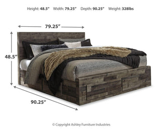 Derekson King Panel Storage Bed, Dresser, Mirror, Chest and 2 Nightstands