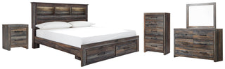 Drystan King Bookcase Storage Bed, Dresser, Mirror, Chest and Nightstand