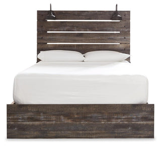 Drystan Queen Panel Bed with Storage, Dresser and Mirror