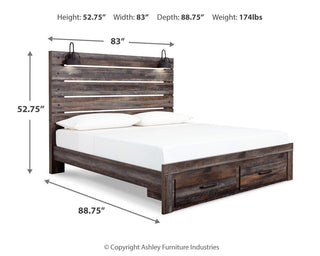 Drystan Queen Panel Bed with 2 Storage Drawers