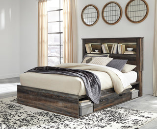Drystan Bookcase Bed with 4 Storage Drawers - Queen