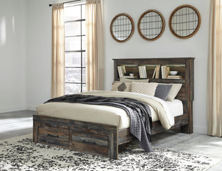 Drystan Queen Bookcase Storage Bed, Dresser and Mirror
