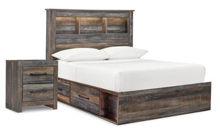 Drystan Full Bookcase Bed with 2 Sided Storage and Nightstand