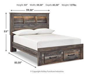 Drystan Queen Bookcase Bed with 2 Storage Drawers