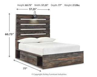 Drystan Queen Panel Bed with 2 Storage Drawers