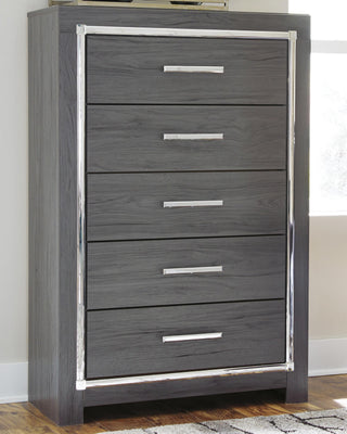 Lodanna King Upholstered Storage Bed, Dresser, Mirror, Chest and Nightstand