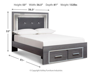 Lodanna Full Storage Bed, Dresser, Mirror, Chest and Nightstand