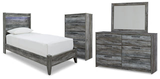 Baystorm Twin Panel Bed, Dresser, Mirror and Chest