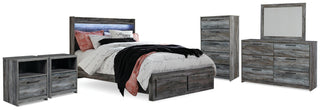 Baystorm Queen Panel Storage Bed, Dresser, Mirror, Chest and 2 Nightstands