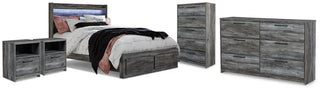 Baystorm King Panel Storage Bed, Dresser, Chest and 2 Nightstands