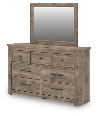 Rusticott Queen Poster Bed, Dresser, Mirror and Nightstand