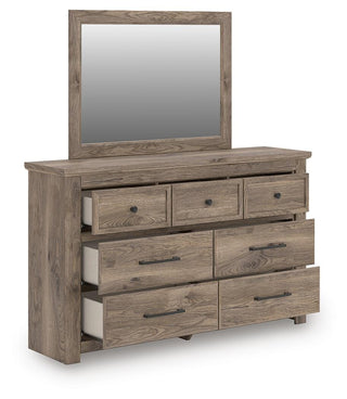 Rusticott King Poster Bed, Dresser, Mirror and Nightstand