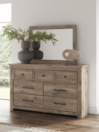 Rusticott King Panel Bed, Dresser, Mirror and Nightstand