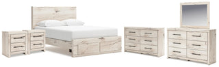 Lawroy Queen Storage Bed, 2 Dressers, Mirror and 2 Nightstands