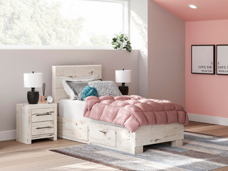 Lawroy Twin Panel Bed with Storage and Nightstand